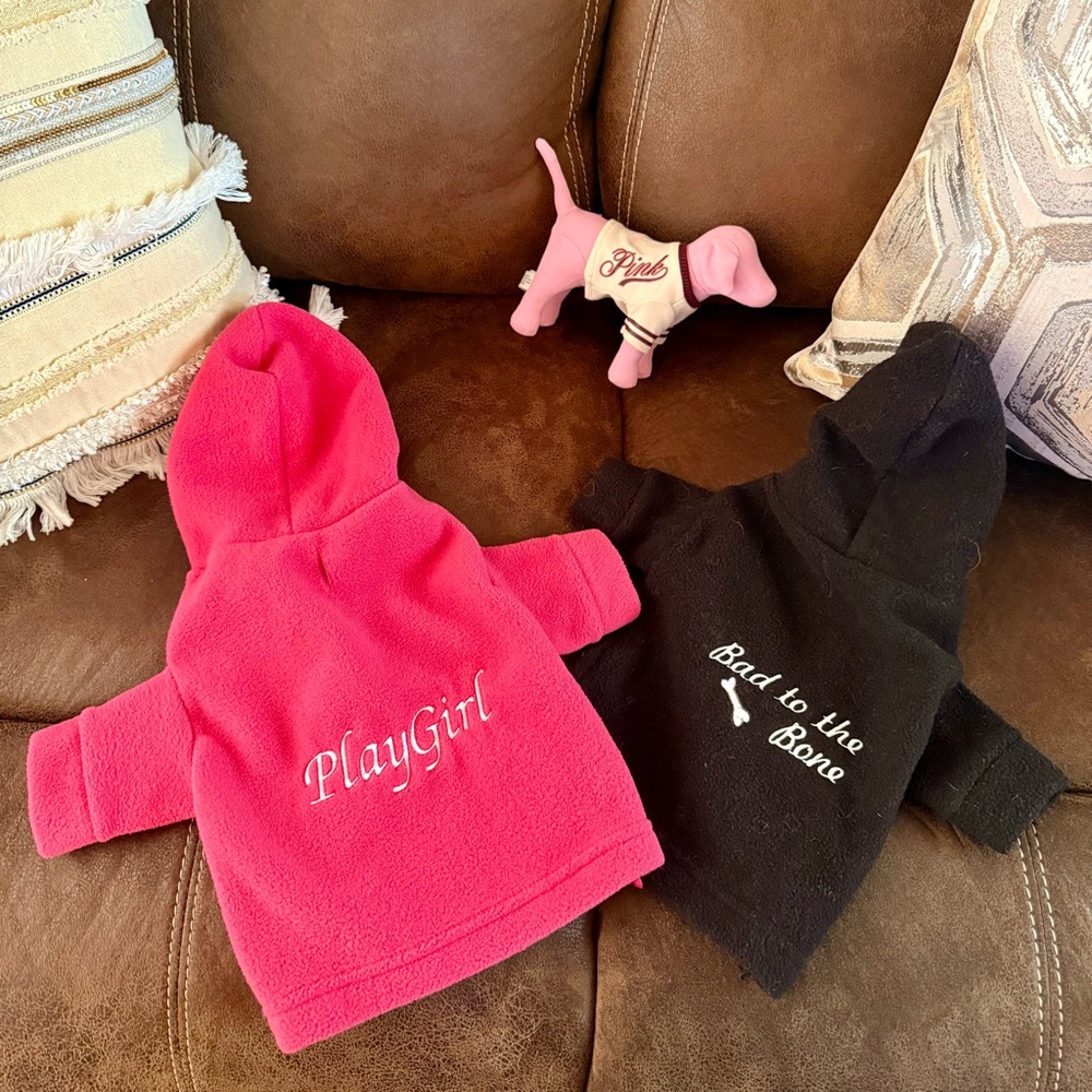 😍 Super Cute 💞 Pink and Black Dog Hoodies!! 🐕 🐾